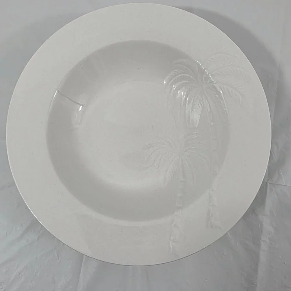 Oneida Palm Springs Palm Tree Rimmed 9” Stoneware Soup Salad Bowls – Set of 2